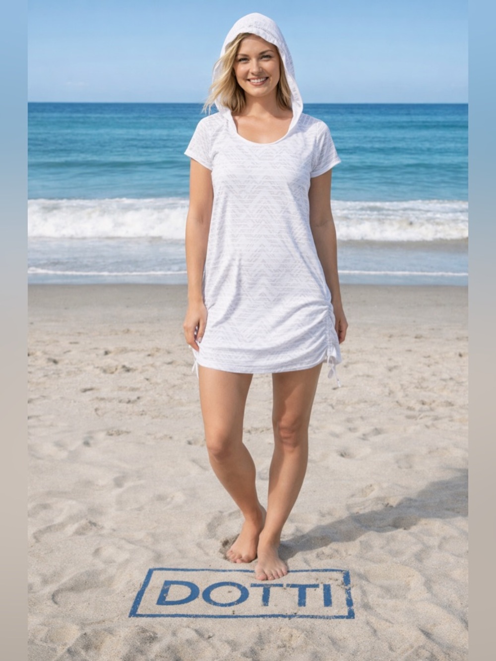 Dotti White Patterned Hooded Sweatshirt